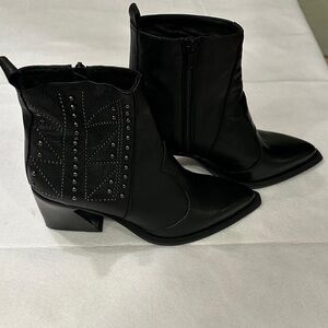 Emanuele Crasto Italy Black Studded Ankle Booties